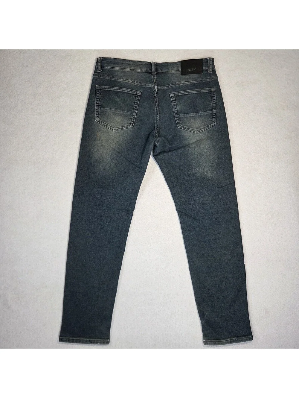 Vintage Genes Black Jeans Mens 34x32 Slim Fit Straight Faded Stretch Gray Denim